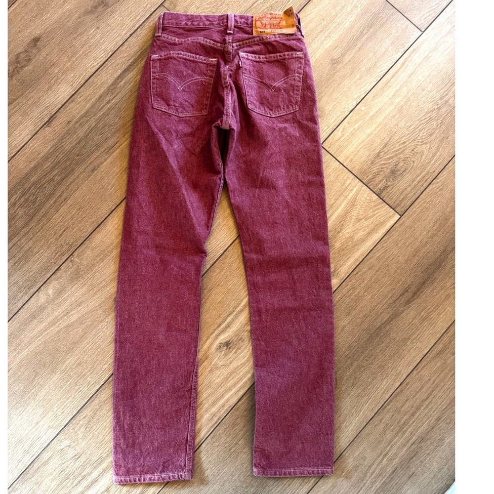 Levi's 501 Burgundy Maroon Made in USA Button Fly Jeans W26 L32 90s